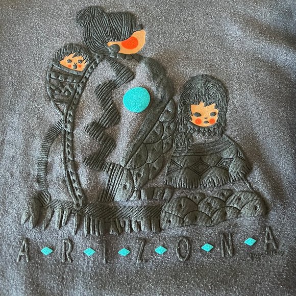 VTG Tee Jays USA Made Arizona Native American Embossed Sweatshirt Black Small - Picture 3 of 6